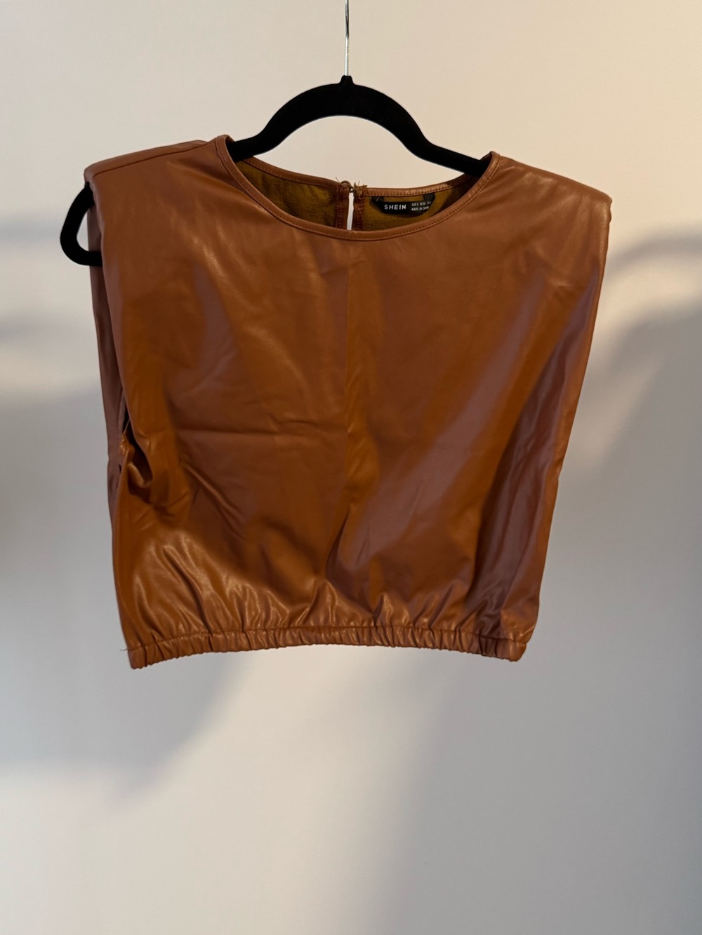 Camel Leather Crop Top